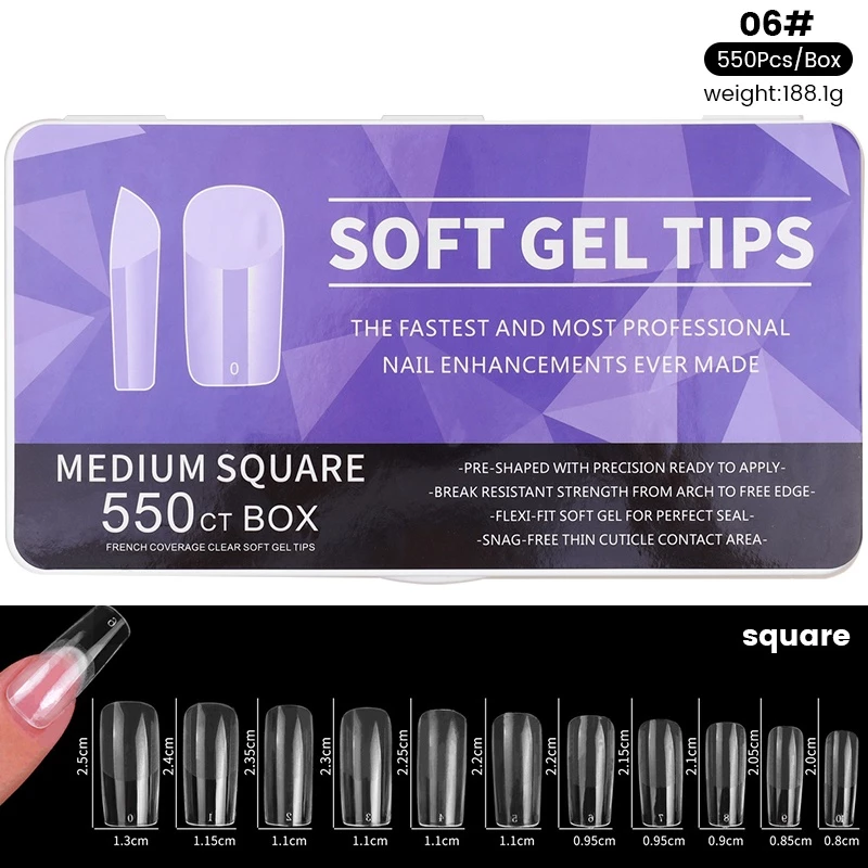 45% OFF UR Sugar Fake Nail Soft Gel Tips 550Pcs/Box