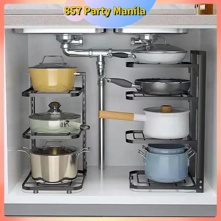87% OFF Kitchen Rack 2/3/4 Layers Adjustable Multifunction Pot Shelving Kitchenware Storage Rack