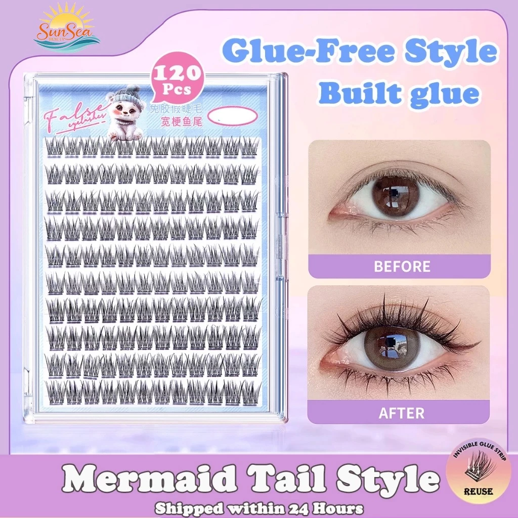 51% OFF No Need Glue!】100-120 Cluster Self-Adhesive New Upgraded Softer Lashes Glue-Free 10-12mm Curl Lashes Reusable Tweezer Self Adhesive