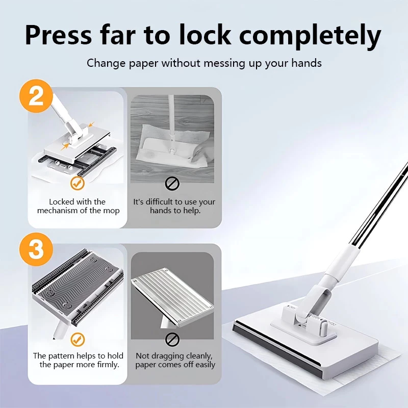 38% OFF 360° Rotating Lazy Flat Mop Disposable Clip Cloth Electrostatic Dust Removal Face Towel Floor Mop