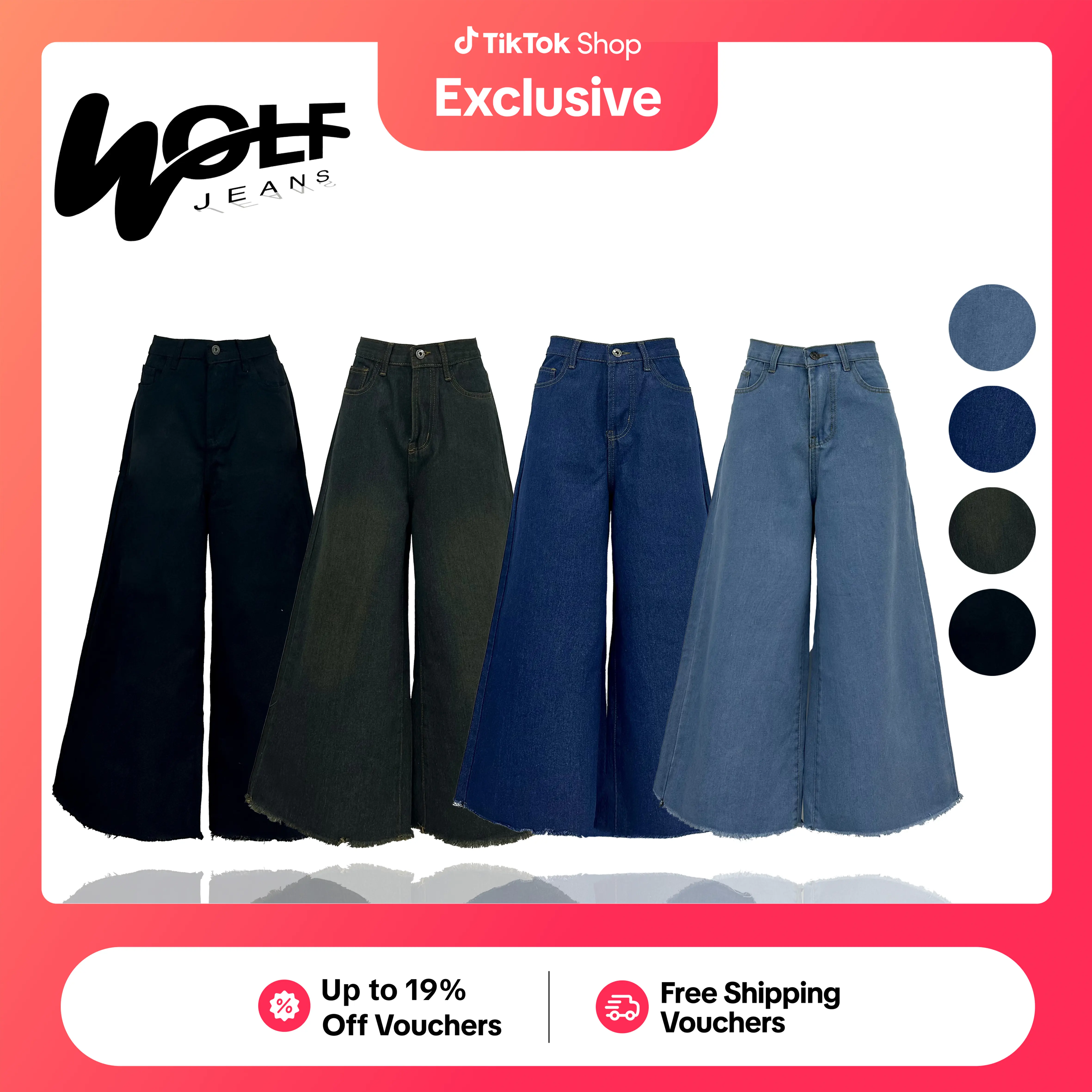 48% OFF WOLF Women's new American high-waisted wide-leg floor jeans comfortable