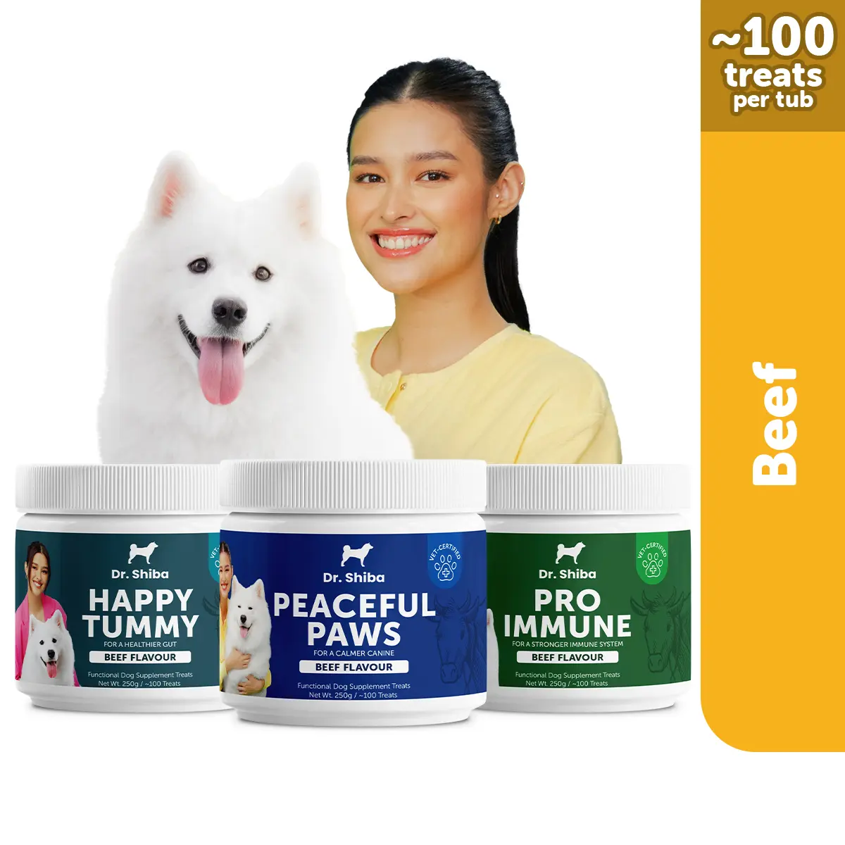 18% OFF Dr. Shiba Peaceful Paws , Pro Immune & Happy Tummy Triple-Care Delight Healthy Calming Chews Treats Supplement for Dogs | Packed with Essential Vitamins | Stress-Relieving | Enhances Overall Well-being | Immune-Boosting
