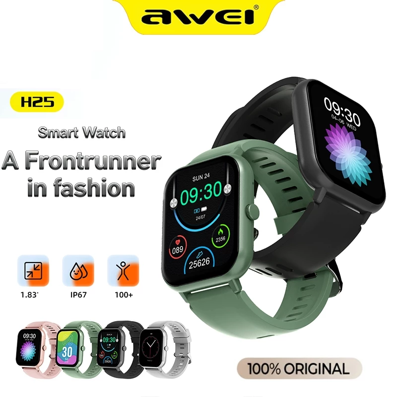 53% OFF Awei H25 Smartwatch Bluetooth Call Full Touch Screen Fitness Tracker 100+ Sports Modes Smart Watch