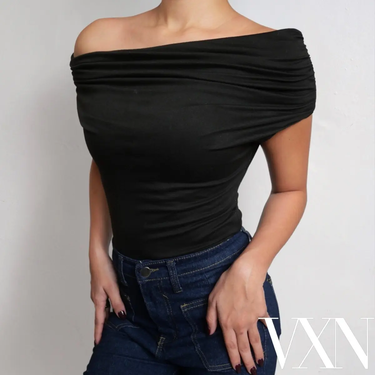 54% OFF VXN -Celina- Off Shoulder Top Women's Basic Minimalist Sleeveless Cotton Blouse for Everyday Wear Comfortable & Elegant Design