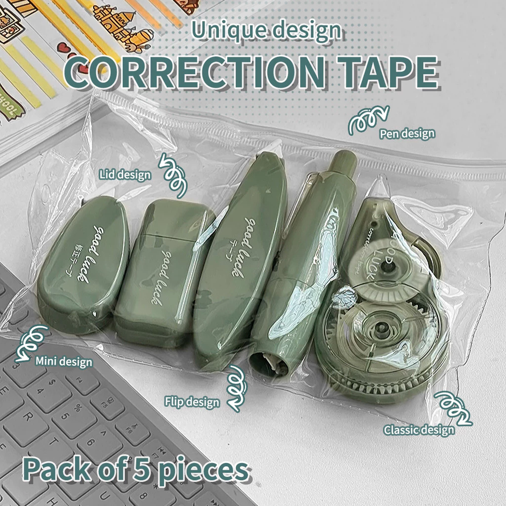 44% OFF 5pcs Correction Tape Set Various with Clear Bag Silent Correction Stationery School Office Supplies
