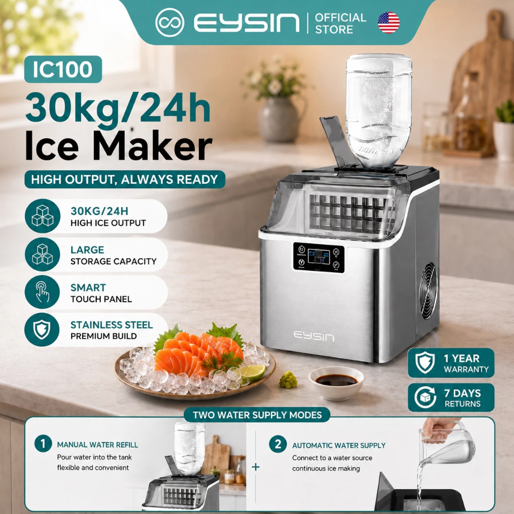 47% OFF EYSIN IC100 Ice Maker Machine Home and Commercial Automatic Ice Cube Maker 30kg/24h