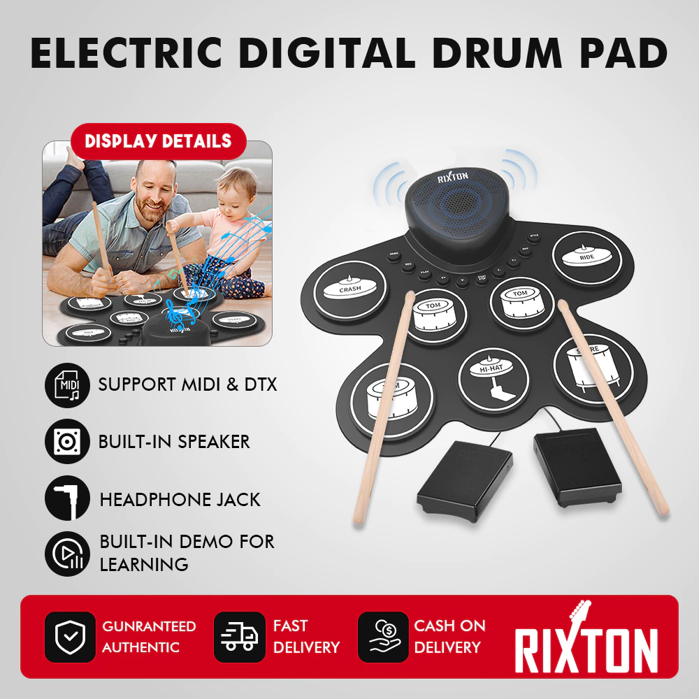 45% OFF Rixton Electric Drum Set 7-Pad Digital Drum with Pedals Speaker for Beginners & Kids Complete Set