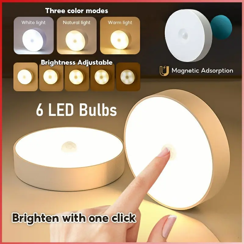 51% OFF Lamp Night Light USB Rechargeable Stick-on Push Light Wireless Cabinet Counter LED U-263