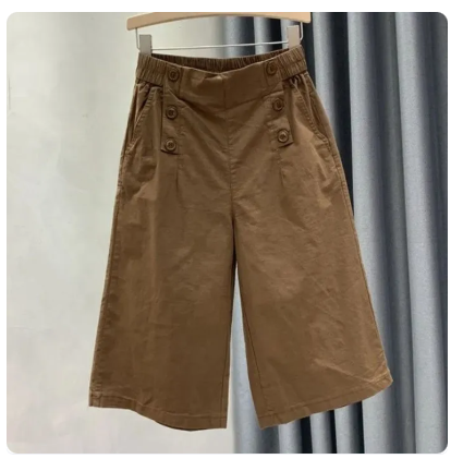 80% OFF QIAOXIZI | Summer Lightweight Cotton Shorts for Women High Waist Slimming Casual Loose Mom's Style 7/8 Length