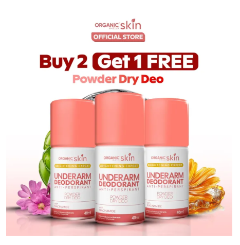 57% OFF Organic Skin Japan Intensive Whitening Underarm Powder Dry Deodorant Under Arm Deo Roll on Set of 3