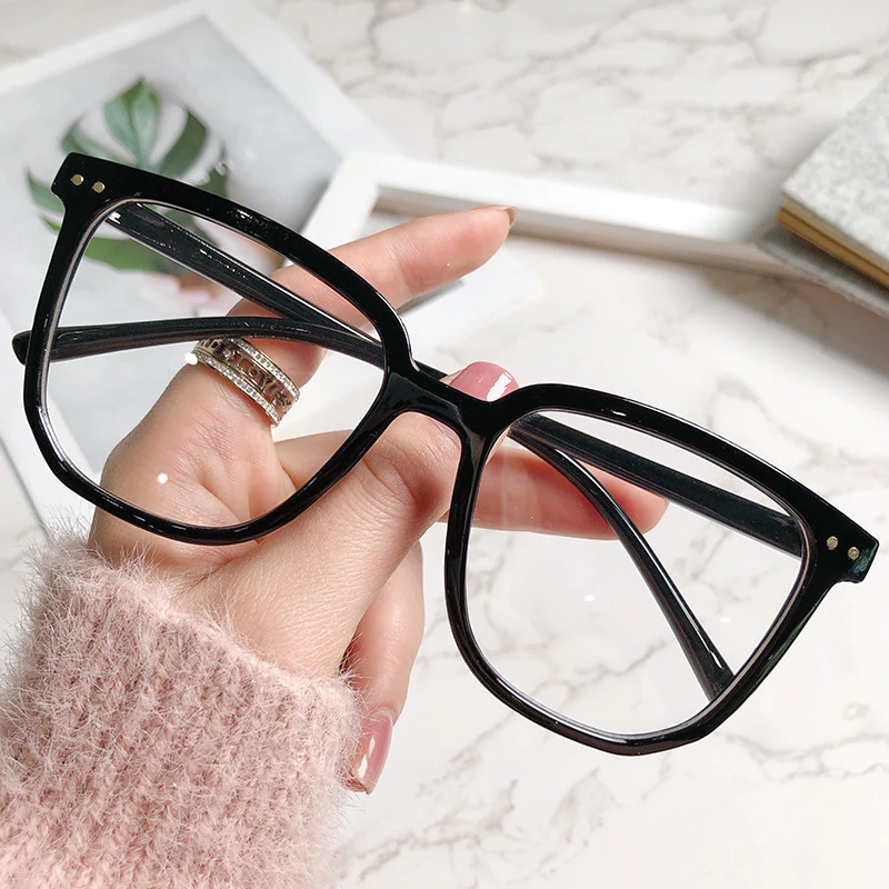 56% OFF (JIUERBA)COD Korean Fashion Style Oversized Square Clear Frame Eyeglasses For Women Anti Radiation Glasses For Women