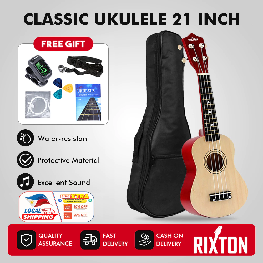 59% OFF RIXTON Ukulele Soprano 4 Strings Spruce Basswood Guitar Set Complete Package 21 Inches