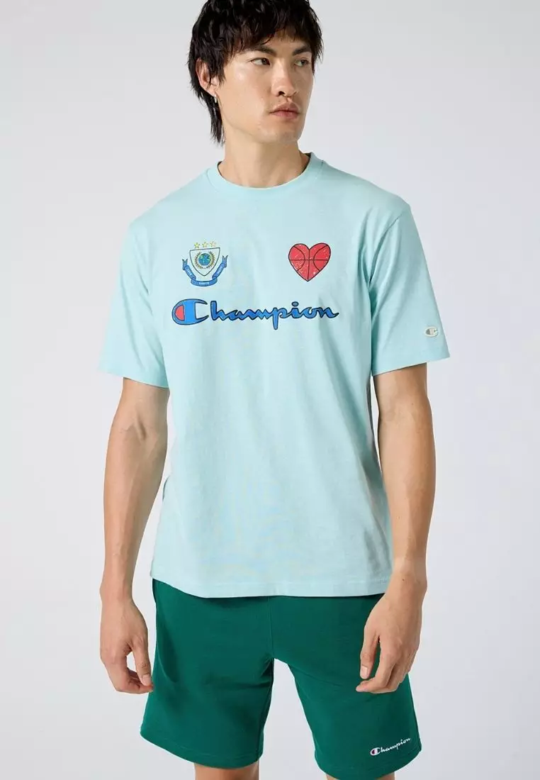 47% OFF Champion Label-Printed Crewneck T-Shirt