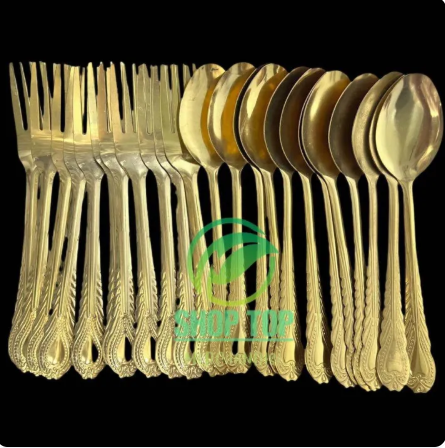 46% OFF 12pcs spoon 12pcs fork Gold plated elegant sppon and fork