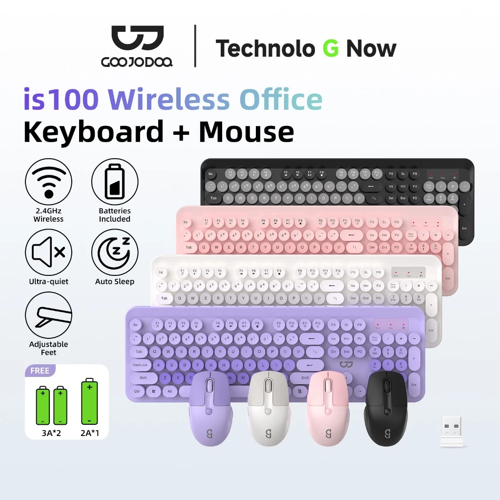 43% OFF GOOJODOQ 2.4GHz Wireless keyboard and Mouse Set for Laptop Office Silent Ergonomics Gradient Color