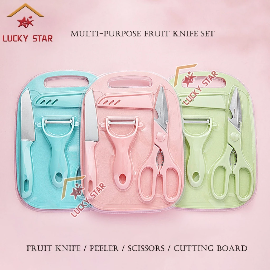 46% OFF 4in1 Fruit Knife Set Multipurpose Kitchen Knife Peeler Scissors Cutting Boards Four Piece Set