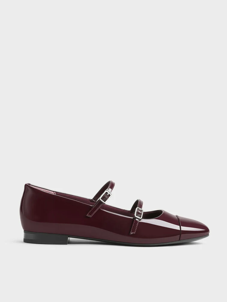 20% OFF Patent Double-Strap Mary Janes - Maroon
