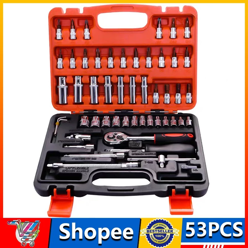 60% OFF SJW 53pcs Set Vehicle Multifunctional Wrenches Chrome Vanadium Steel Auto Car Repair Tool Box Set