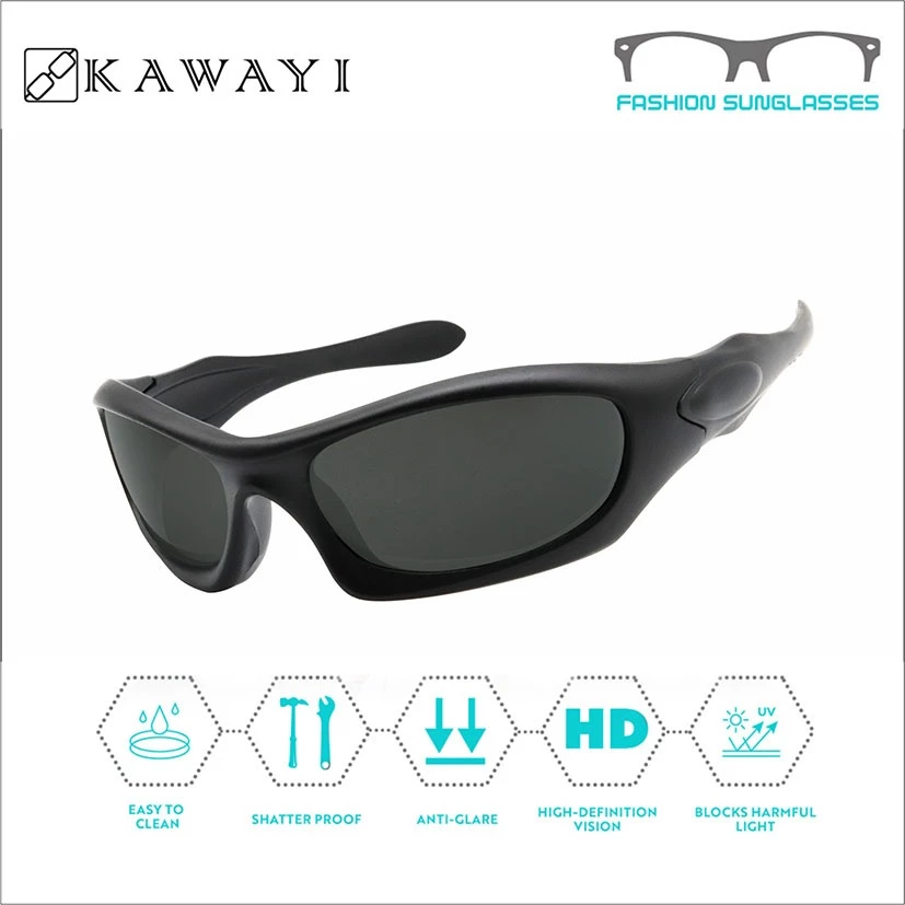 70% OFF KAWAYI Sport Sunglasses UV400 Impact Resistant Eyewear for Driving Cycling Men Curved Design