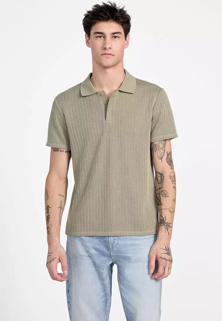 54% OFF GUESS Dario Knit Textured Polo