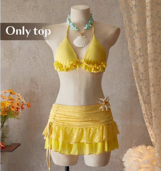 33% OFF Bellisia Women's Summer Vacation Beach Solid Color Ruffled Halter Bikini Top
