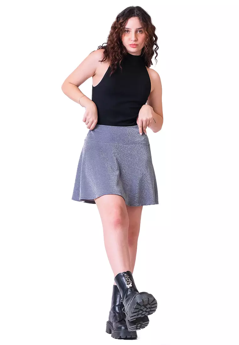 70% OFF JUST G Sparkly Ruched Ruffled Mini Skirt