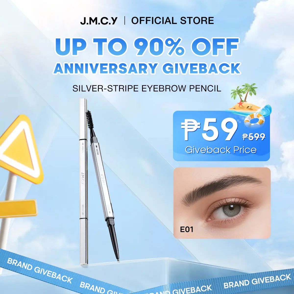 93% OFF 【14th Anniversary Ed】 JMCY Sculpted Brow 2-in-1-lasting High Color Rendering Waterproof Eyebrow Pencil with Brush Suitable For Beginners Eye Cosmetics