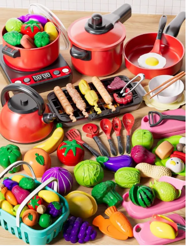 75% OFF BABYSHOME | Cooking Playset for Kids 3 6 Years Old with Cutting Grilling Functions Safe Non Toxic Material Pretend Play Kitchen Set Educational Toy for Boys Girls