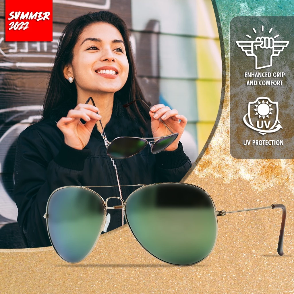 61% OFF Aviator Classic Sunglasses UV Mirrored Lens Metal Frame Sunglasses for Men Women