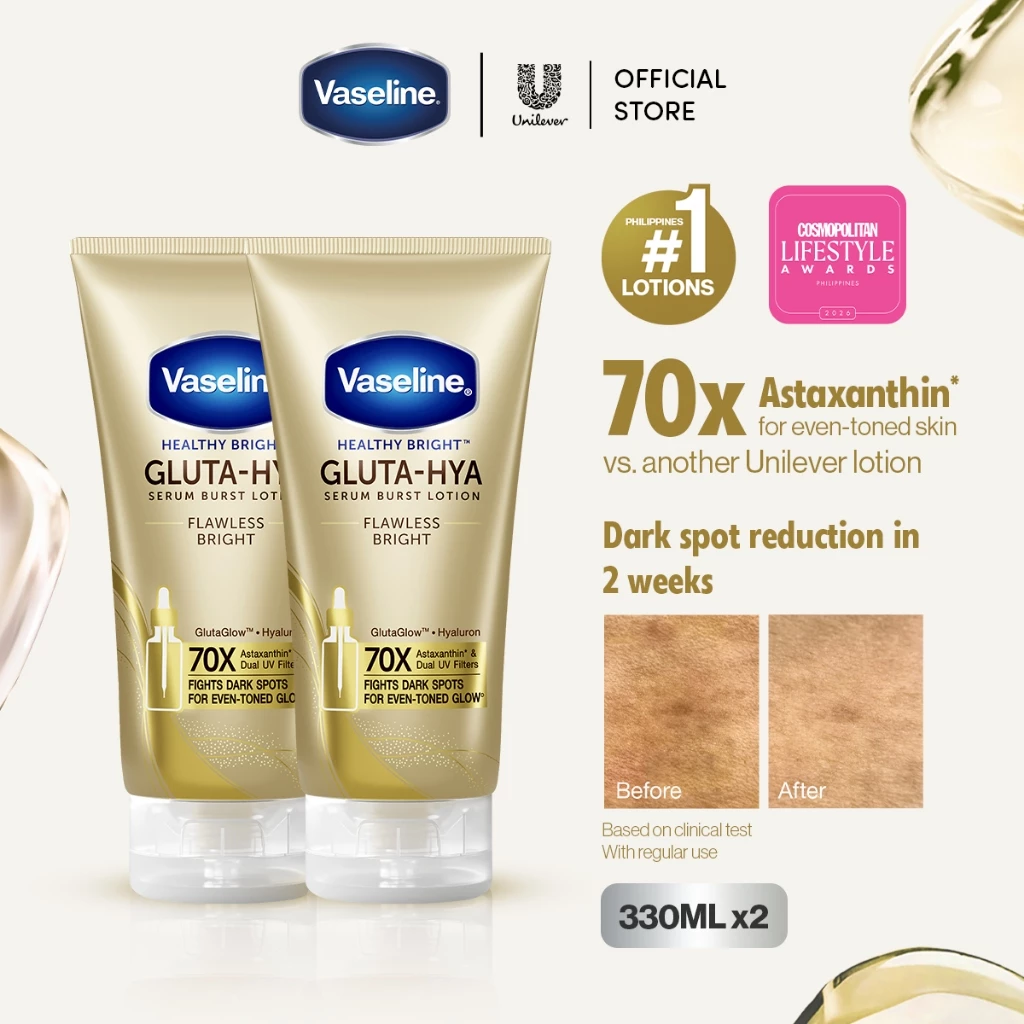 52% OFF [BUY 1 GET 1] Vaseline Gluta-Hya Flawless Bright Serum Burst Lotion (330ml x2)