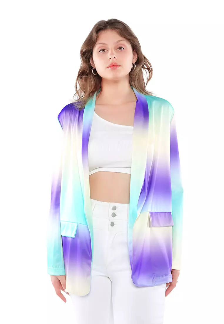 58% OFF London Rag Purple Glaze Print Semi Casual Blazer