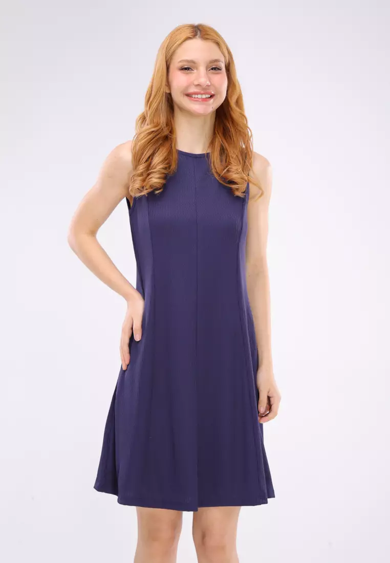 62% OFF Textured Knits Sleeveless Dress