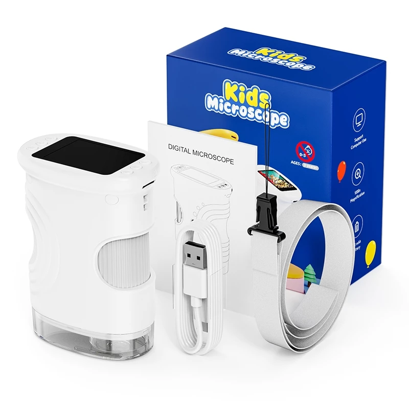 8% OFF Microscope for Kids Children Microscope with 2 Inch Screen 1000x Zoom Mini Handheld Microscope Camera Christmas