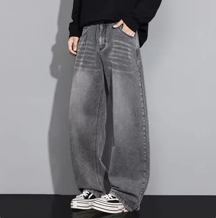 49% OFF Baggy Jeans Korean Style Jeans gray for Men straight cut Men's denim wide leg pants