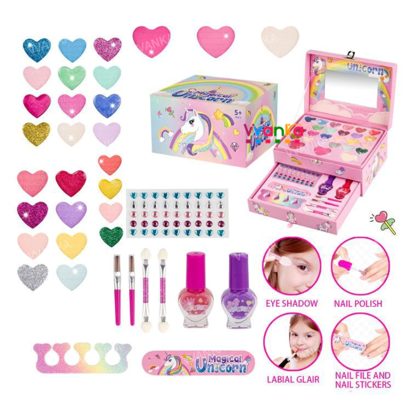 39% OFF From PH Kids Makeup Kit Princess Cosmetic Girls Toys Play Toy Washable Toddler Makeup Set for Girls