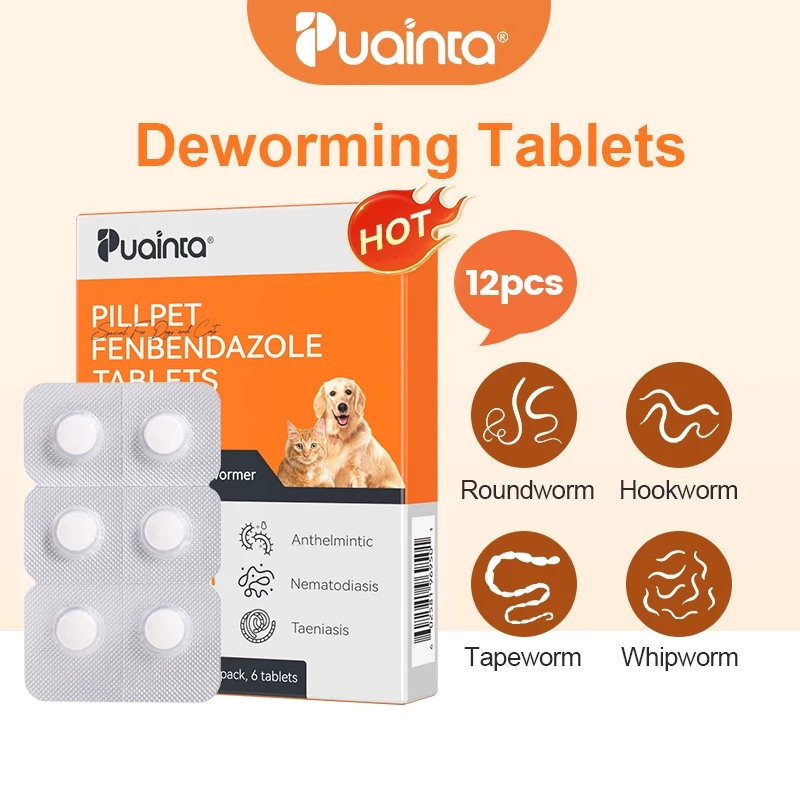 35% OFF PUAINTA Fenbendazole Deworming for Dog Cat Worm Rid Tablet Tapeworm Remover Puppy Kitten Dewormer