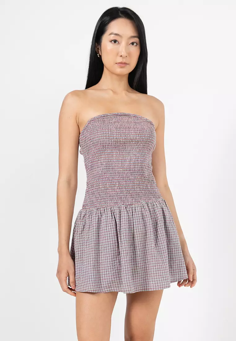 69% OFF Shirred Tube Mini Dress