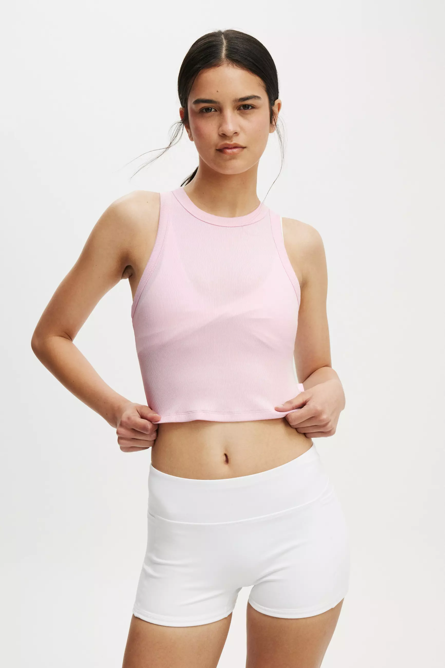 66% OFF Active Rib Curved Hem Tank
