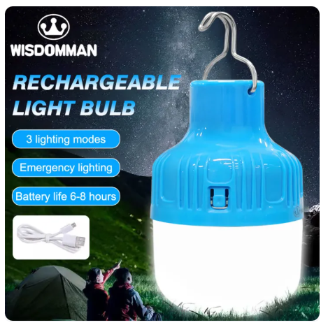 30% OFF WISDOMMAN Emergency light bulb charging waterproof light outdoor night hanging light bulb