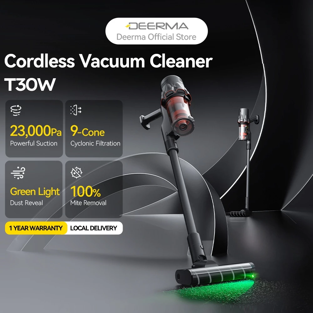 Deerma Cordless Vacuum Cleaner T30W 180 ° Flexible Cleaning 23kpa Big Suction 45min long bat life