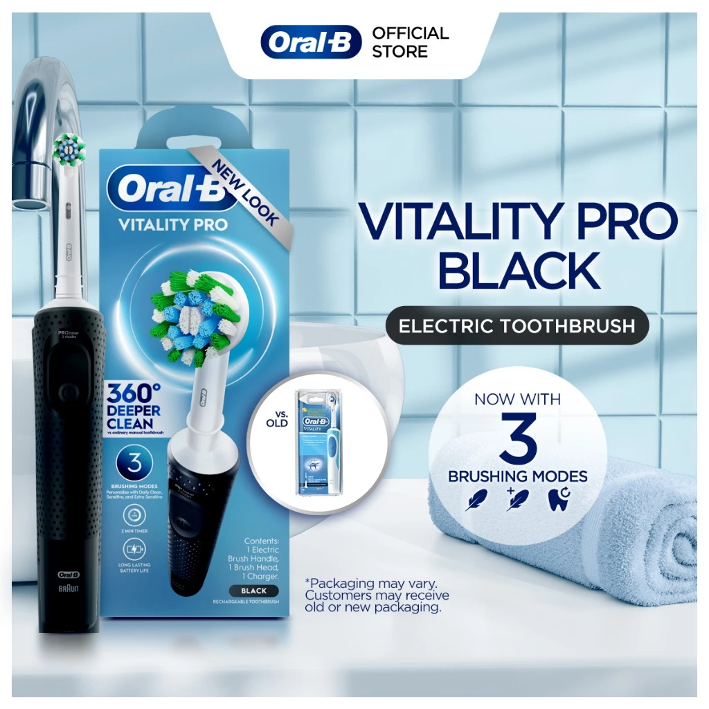 30% OFF [100% Authentic] Oral-B Vitality Precision Clean Electric Toothbrush Handle - Black | Oral Care