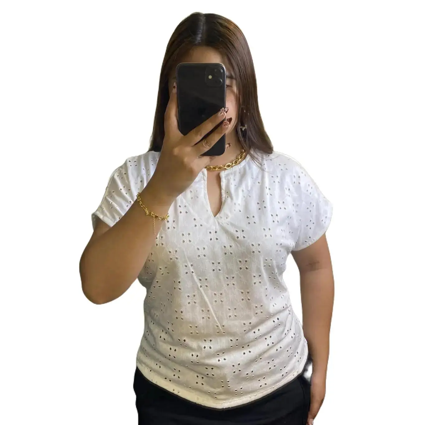 20% OFF E&J Mia Cotton Eyelet Women's Blouse S-2XL Plus Size Chinese Comfortable Stretchable Fabric Basic Top Casual Shirts Short Sleeve Fitted Lingerie Lavender