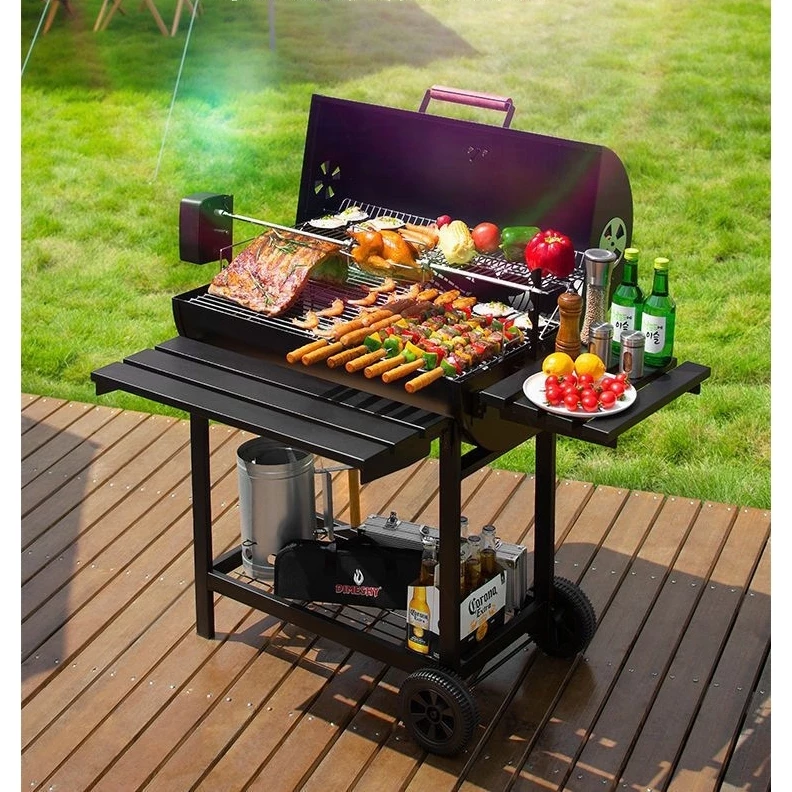 Griller Charcoal Outdoor BBQ Grill Portable Smoker Barbecue Grills Rotatable Motor BBQ Rotisserie