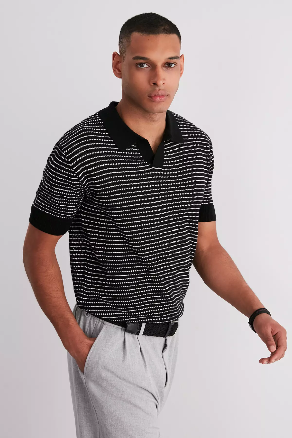 39% OFF Trendyol Stripe Knitted Polo Shirt