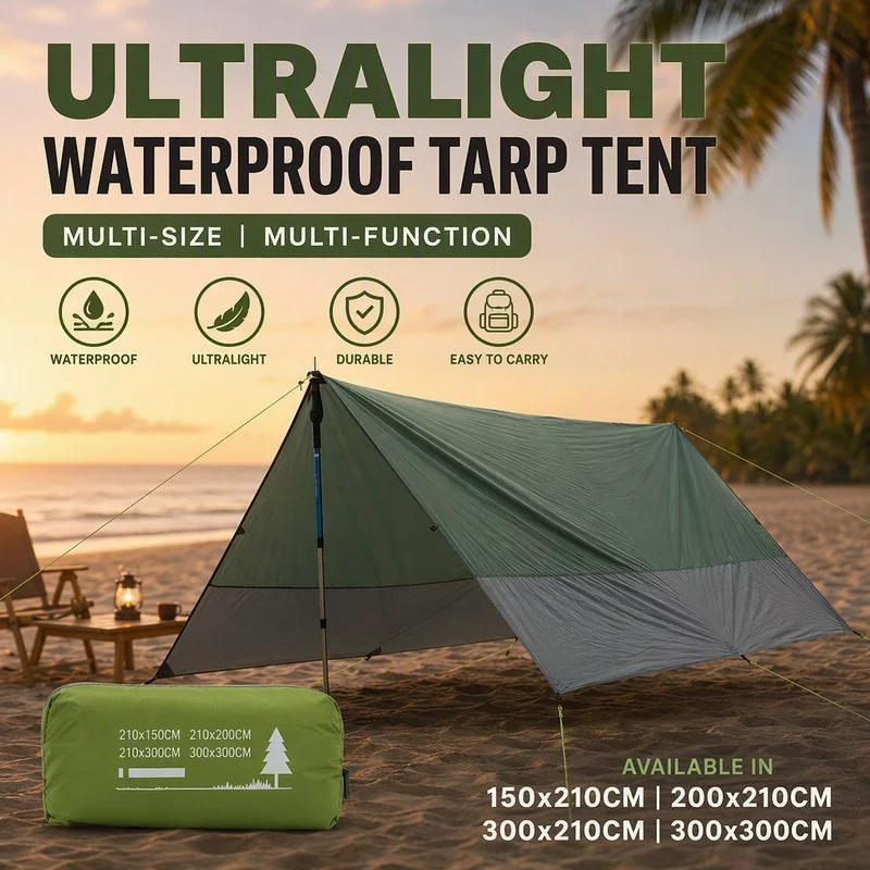 77% OFF Outdoor Camping Tent Oxford Fabric Waterproof Moisture-proof Sun Protection Beach Picnic Black Green