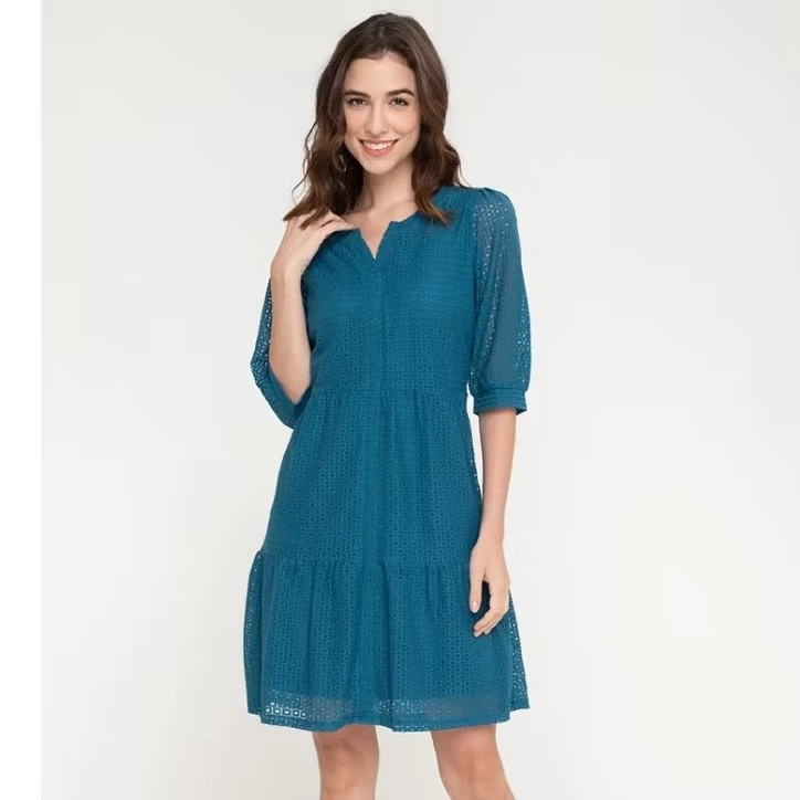 63% OFF Krizia Premium Cotton Lace Tiered Shift Dress | Inner Lining