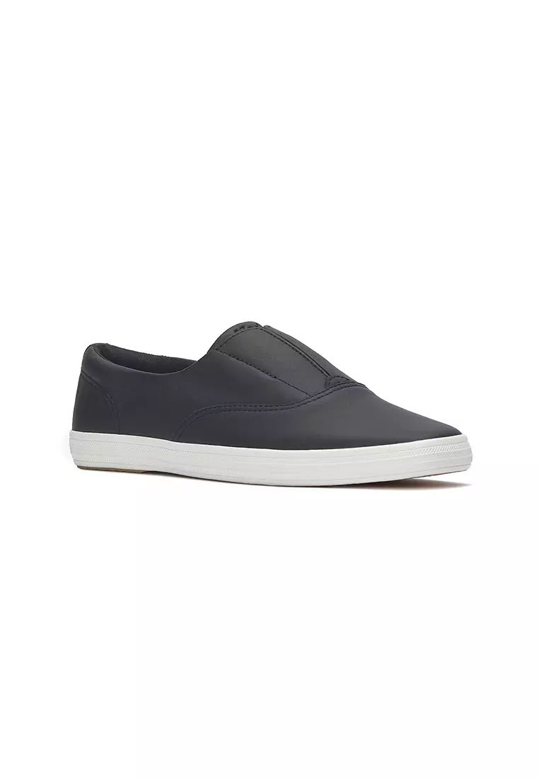 30% OFF Womens Champion Square Toe Slip Soft Leather Sneaker Black (WH68356)