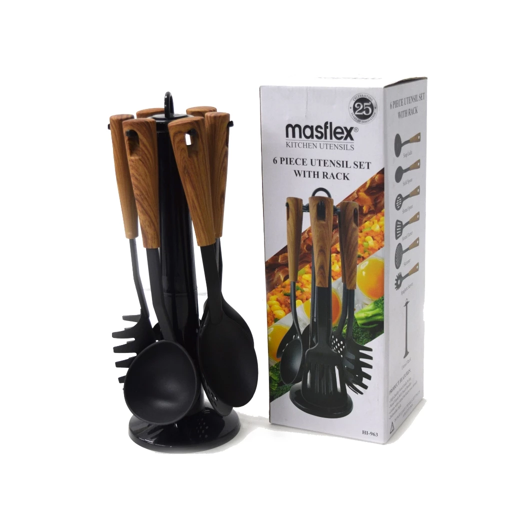 35% OFF Masflex 6 Piece Nylon Utensil Set with Rack HI-963