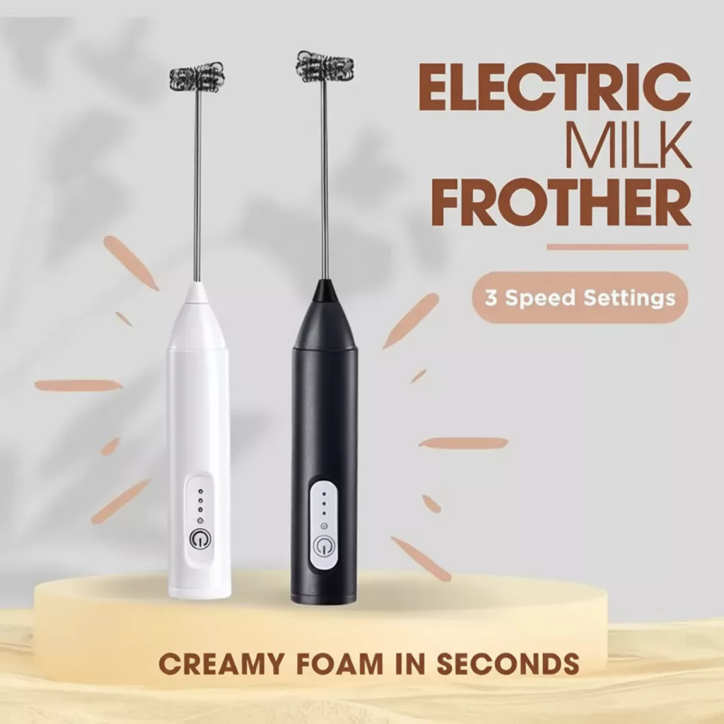 AFTER VOUCHER Electric Milk Frother 3-Speed USB Rechargeable Handheld Coffee Blender Milk Foam Maker in White and Black