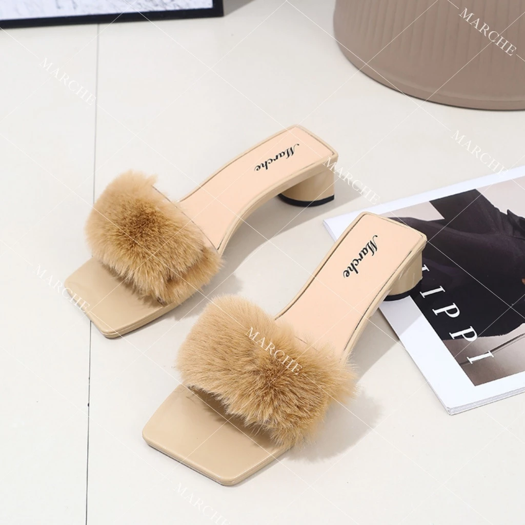 35% OFF Marche Elegant Style One Strap Heel Sandals Casual Footwear for Women +1 SIZE BIGGER